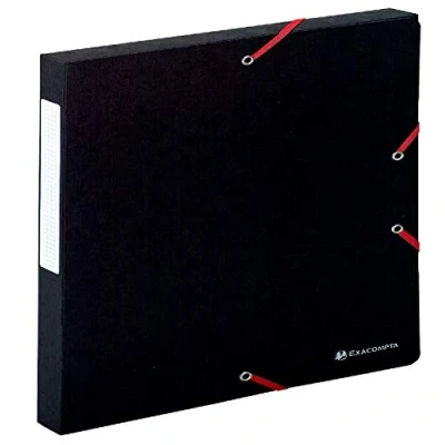 Obrázek Exacompta 50709E 1 Box na sešity s gumovými pásky Scotten z ražené lesklé karty 600g/m2 záda 2,5 cm rozměry 25 x 33 pro dokumenty A4 barva žlutá je dodávána smontovaná