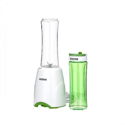 Obrázek SEVERIN smoothie Mix &amp; Go, praktický mixér se dvěma uzavíratelnými nádobami na pití á 600 ml, nádoba To stojanový mixér, 300 W, bílo zelená, SM 3735