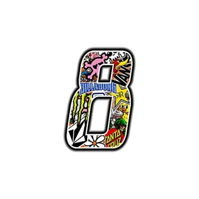 Obrázek 4R Quattroerre.it 13358 Startnummer 8 Aufkleber für Motorräder, Sticker Bomb, 10 x 7.5 cm