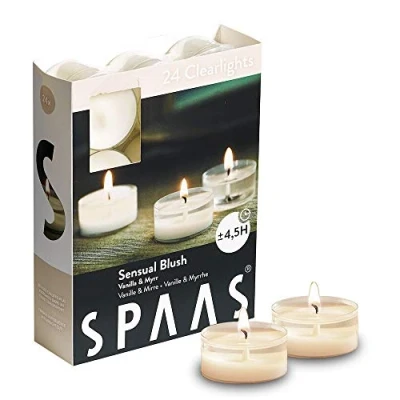 Obrázek Spaas 24 Duftenden Clearlights, Teelichter mit durchsichtigem Halter, ± 4,5 Stunden Sensual Blush, 0338340.001, Weiß, D 38 mm x H 19