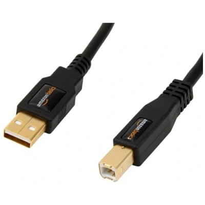 Obrázek Amazon Basics USB kabel, A na B zástrčku, 2. 0, pozlacené přípojky, 1,8 m, pro tiskárnu