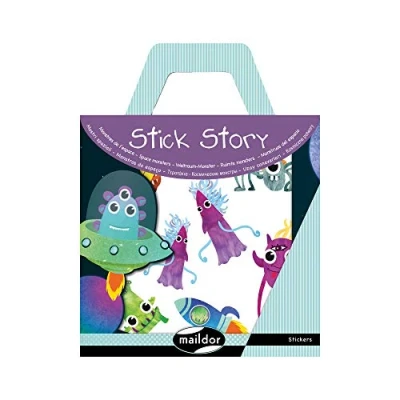 Obrázek Maildor AF009O Packung Stick&#039;Story (4 Stickerbögen und 2 Kulissen, ideal für Kinder ab 5 Jahren, Monsters) 1 Pack