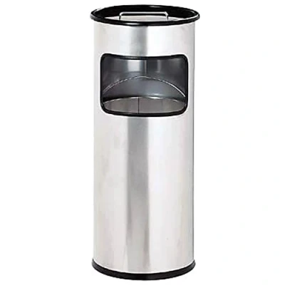 Obrázek Durable Koš na papír kov s popelníkem kulatý, stříbrný, 333023