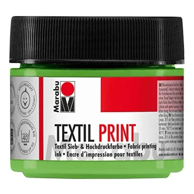 Obrázek Marabu 17030050960 textilní potisk světle zelený 100 ml, síto a vysokotlaká barva na vodní bázi, bez zápachu stálobarevný, dlouhá doba otevření, pro světlé tmavé textilie