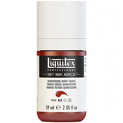 Obrázek Liquitex 1959108 Professional akrylová barva Soft Body umělecká v krémově krycí konzistenci, vysoká pigmentace, stálobarevná a odolná proti stárnutí, 59ml láhev Quinacridone pálená oranžová