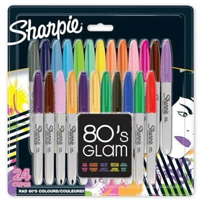 Obrázek Sharpie Permanentní popisovač Popisovače s jemným hrotem 80s Glam barvy 24 kusů Market Set
