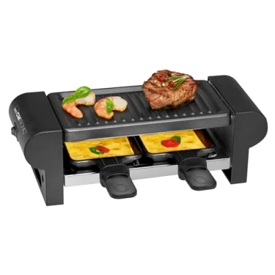 Obrázek Clatronic® raclette pro 2 osoby Mini s grilovací plochou cca 20,5 x 10,5 cm grilování a zapékání nepřilnavá deska pánvičky 350 W RG 3592