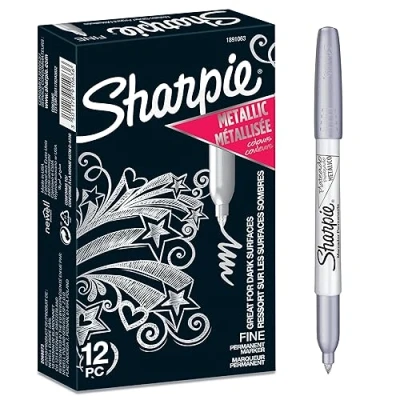 Obrázek SHARPIE Metalický permanentní popisovač Popisovače s jemnou špičkou stříbrný inkoust 12 ks