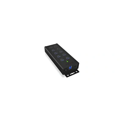 Obrázek ICY BOX 7portový USB 3. 0 HUB aktivní se síťovým zdrojem (12 V/5 A), 3 nabíjecí porty, montáž na stěnu, Quick Charge 0, hliník, IB HUB1703 QC3