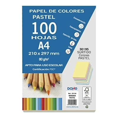 Obrázek DOHE 30195 balení se 100 papíry, A4, 80 g, pastelové barvy, tříděné, Grande