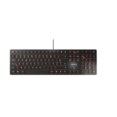 Obrázek CHERRY KC 6000 SLIM, ultratenká designová klávesnice, francouzské rozložení (AZERTY), kabelové připojení (přípojka USB A), tichá tlačítka, nápis s dlouhou životností, černá