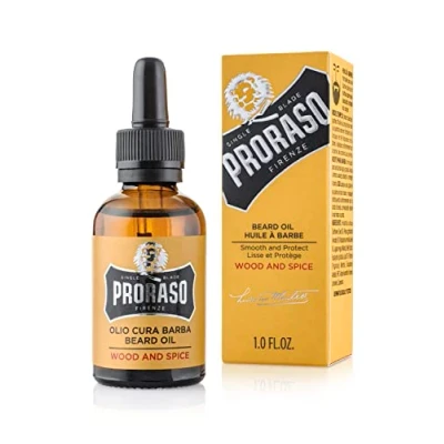 Obrázek Proraso Beard Oil, Wood &amp; Spice, 30 ml, olej na vousy s cedrovým dřevem a citrusovou vůní, změkčovač vousů pečuje o pokožku vlasy chrání vousy, Made in Italy