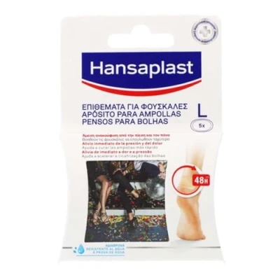 Obrázek Hansaplast SOS Blasenpflaster groß (1 x 5 Stück), transparente Pflaster für sofortige Linderung von Druckschmerzen, Ferse und Ballen