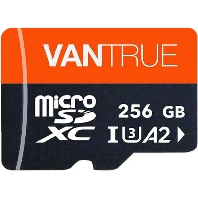 Obrázek VANTRUE Paměťová karta 256 GB, UHS I U3 4K, vč. adaptéru, kompatibilní s palubní kamerou, smartphonem, tabletem, akční kamerou a monitorovací (256G)