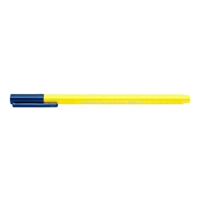 Obrázek STAEDTLER Fixy triplus color, světle žluté, trojhranné, stabilní, špička odolná proti nárazu, šířka řádků cca 1 mm, vhodné pro děti, Made in Germany, 10 žlutých fibre špiček v kartonovém