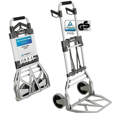Obrázek ATHLON TOOLS Těžký ruční vozík skládací 150 kg hliník velká kola s lehkým chodem měkkým běhounem a kuličkovými ložisky, 2 expandéry model 2024