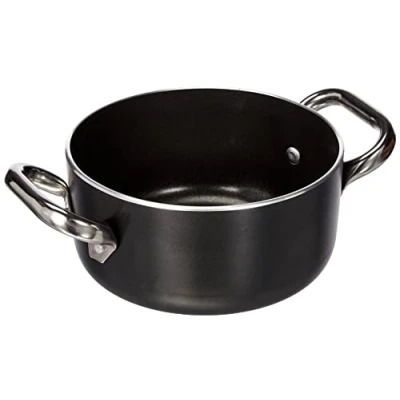 Obrázek Pentole Agnelli Alblack Hohe Stielkasserolle aus Aluminium, Dicke 3 mm, mit 2 Griffen Edelstahl 16 cm schwarz