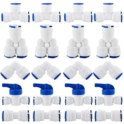 Obrázek CESFONJER Přívodní vedení univerzální připojovací sada, RO vodní filtr Fitting, 1/4&quot; (6 mm) Pushfit rovná zástrčka pro vodovodní trubku, stisknutí, balení 20 (Y + T I L typ Combo uzavírací