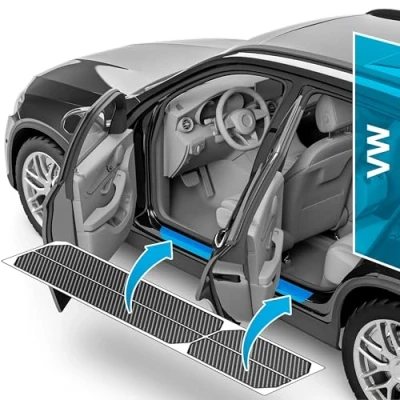 Obrázek uProtect Ochrana nástupních lišt pro VW T7 ST I 2021 2024 Ochranná Fólie na dveře automobilu Příslušenství Ozdobné lišty ochranu laku Carbon černá