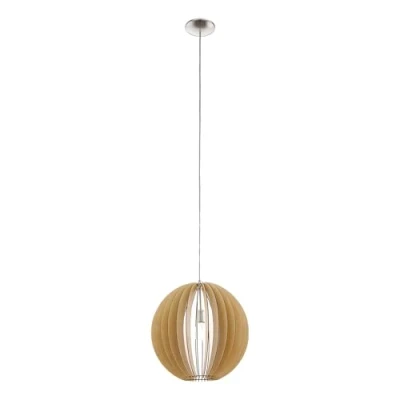 Obrázek EGLO závěsné svítidlo Cossano, 1 plamenná závěsná lampa Vintage, z oceli a dřeva v nikl matném provedení, javor, na jídelní stůl, do obývacího pokoje s objímkou