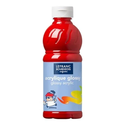 Obrázek Lefranc Bourgeois 188302 Glossy Děti akrylová barva, tekutá barva připravená k použití, lesklá a voděodolná, ideální na papír, karton, dřevo, sádru, kov, plast, láhev 500 ml svítící drot