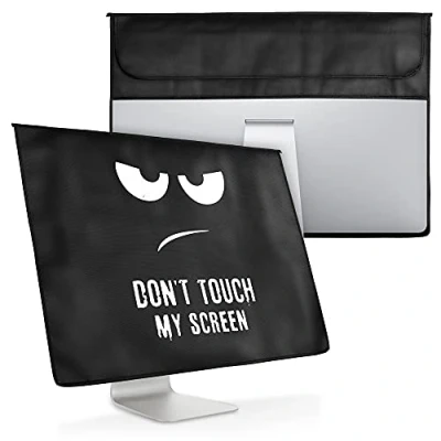 Obrázek kwmobile pouzdro kompatibilní s monitorem 27 28&quot; se 2 přihrádkami na zadní straně ochranné Don&#039;t Touch My Screen bílý černý