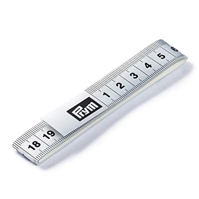 Obrázek Prym Svinovací metr Fixo Plus samolepicí 150 cm/cm, tkanina z poly Fiber, stříbrná, 5 cm