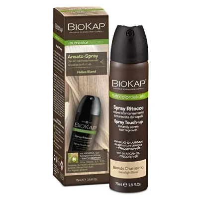 Obrázek BIOKAP Touch Up Ansatz Spray 75ml HELLBLOND Grauen kaschieren in 1 Sekunde hält bis zur nächsten Haarwäsche Bio Arganöl TricoREPAIR Komplex