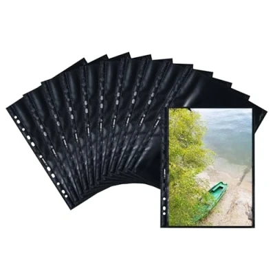 Obrázek HERMA 7788 obaly na fotky do pořadače, 10 kusů, 20 x 30 cm, 1 přihrádka, oboustranně osazené fotophan sběratelské pohlednice prospekty s euroděrováním, černé