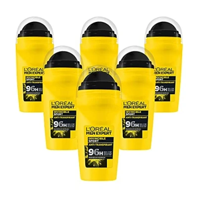 Obrázek L&#039;Oréal Men Expert Kompaktní deodorant pro muže, dlouhotrvající proti potu s 96hodinovým účinkem, Invincible Sport, 6 x 50 ml