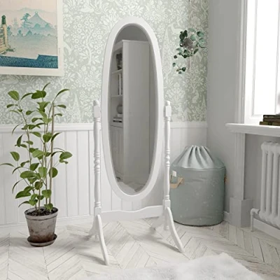 Obrázek Home Discount nishano Standspiegel Boden freistehend, volle Länge verstellbar Möbel groß, weiß