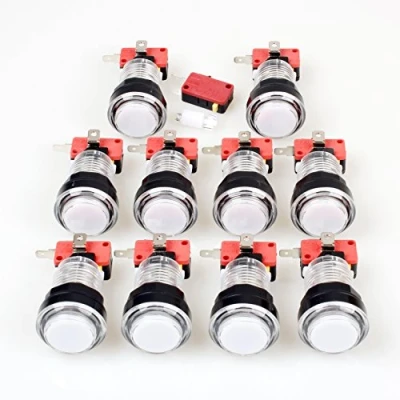 Obrázek EG STARTS 10x neue Arcade LED Farbdrucktaste mit Mikroschalter für Maschine Mame Jamma PC Spiele Multicade weiße Tasten
