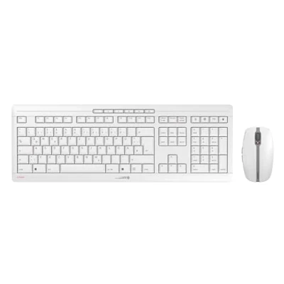 Obrázek CHERRY STREAM DESKTOP RECHARGE, sada bezdrátových klávesnic, německé rozložení (QWERTZ), 2,4 GHz rádio, tichý doraz tlačítek, nabíjecí, bílo šedá