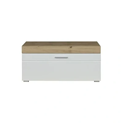 Obrázek trendteam smart living Sedací lavice skříň na boty šatník Amanda rozměry v rozloženém stavu (ŠxVxH) 91 x 42 38 cm barva bílá vysoký lesk s větvičkovým dubem 139331207