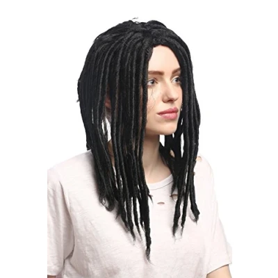 Obrázek WIG ME UP 90674 ZA103 Paruka Dámská Pánská Karnevalová Masopust Dreadlocks Rasta Reggae Rastafari Dreads černá 40 cm