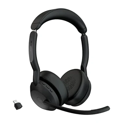 Obrázek Jabra Evolve2 55 bezdrátový stereo headset s Air Comfort mikrofony potlačením hluku a ANC kompatibilní se všemi platformami UC jako Zoom Google Meet černý