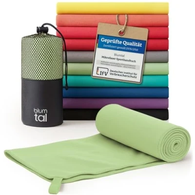 Obrázek Blumtal Mikrofaser Handtuch 180 x 90cm Handtücker Microfaser schnelltrocknend optimales Fitness Handtuch/Strandtuch Mikrofaser/Gym Towel Reisehandtuch kompakt Grün