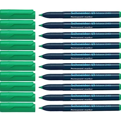 Obrázek Schneider Maxx 240 permanentní popisovač s kulatou špičkou (Cap Off Ink, tloušťka linky 1 2 mm) balení po 10 kusech zelený