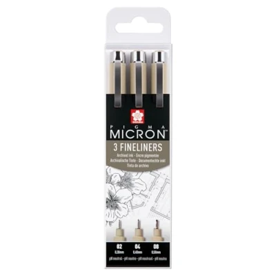 Obrázek SAKURA POXSDK3 Fineliner PIGMA MICRON, 3dílné pouzdro, černé