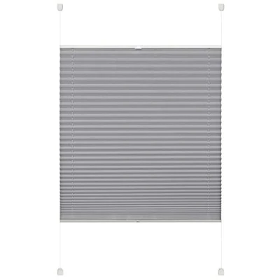 Obrázek plisé Deco Company k upnutí, neprůhledná skládací roleta, včetně všech montážních dílů, EASYFIX napnuté dvěma ovládacími kolejnicemi, šedá, 75 x 130 cm (š v)