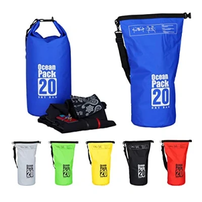 Obrázek Relaxdays Ocean Pack, 20 l, vodotěsný, vak na balení, lehký suchý vak, taška sušení, plachtění, lyžování, snowboarding, barva, modrá, Školní batoh