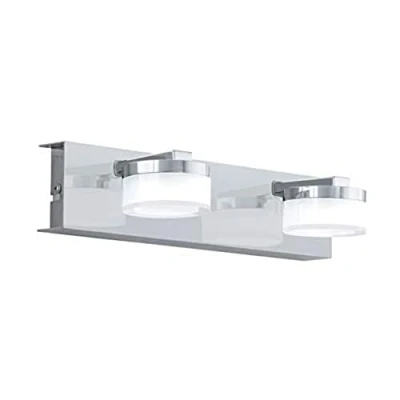 Obrázek EGLO LED nástěnná lampa Romendo 1, 2 žárovky nástěnné svítidlo koupelna stmívatelná, koupelnová z kovu v chromu a satinovaném plastu, do vlhkých místností, teplá bílá, IP44