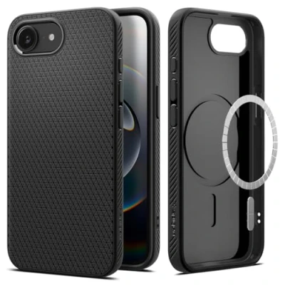 Obrázek Spigen pouzdro pro iPhone 16e [protiskluzové] Liquid Air MagFit Case na mobil ochranné pouzdro, kompatibilní s příslušenstvím MagSafe Matte Black