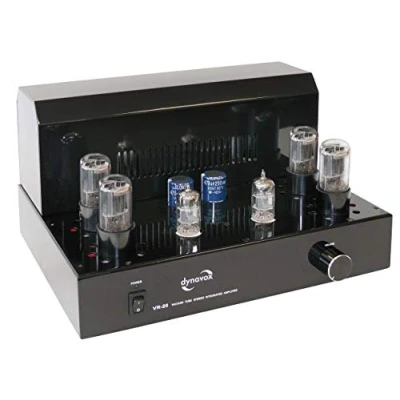 Obrázek Dynavox Plný zesilovač trubice VR 20 černý, HiFi pro teplý trubkový zvuk, vintage design s odnímatelnou ochrannou mřížkou