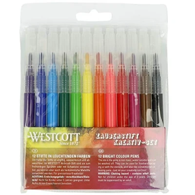 Obrázek Westcott Airbrush sada náhradní balení fixy 12 tužek v zářivých barvách pro děti rozpustné ve vodě a snadno omyvatelné Fun malování kreslení E 16801 00