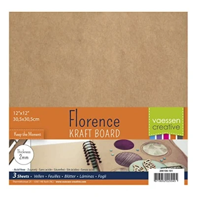 Obrázek Florence Pappe zum Basteln 30,5 x cm 2 mm Dicker Kraft Board 3 Stück Bastelkarton Braun Buchbinden, Scrapbooking und Journaling, Kraftbraun