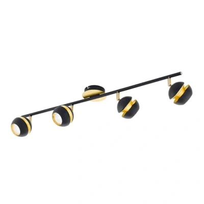 Obrázek EGLO LED stropní svítidlo Nocito, se 4 žárovkami, zářič z kovu, lampa do obývacího pokoje v černé barvě, zlatá, chodby, bodová světla vč. světelného zdroje GU10,