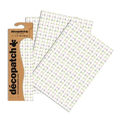 Obrázek Decopatch Papír č. 685 (šedá růžová zelená holubice, 395 x 298 mm) balení 3 ks