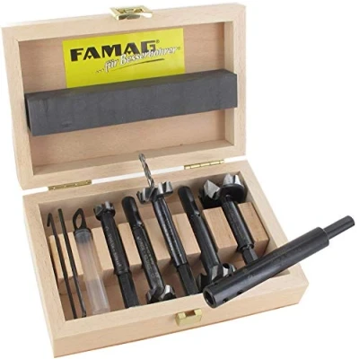 Obrázek FAMAG Bormax 2.0 prima sada tyčových vrtáků 6dílná WS D = 15,20,25,30,35 mm v dřevěné krabici s prodloužením vrtání 1639.001