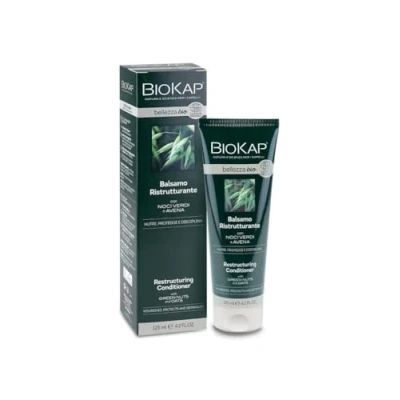 Obrázek BIOKAP Bellezza bio Restructuring kondicionér 125 ml vhodný pro všechny typy vlasů rozčesává a pečuje o vlasy extrakty VEGAN